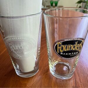 Two (2) Founders Brewing Company Pint Beer Glasses Grand Rapids MI Craft Brewery